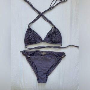 PilyQ Isla Tri Top and Bottom size M in purple